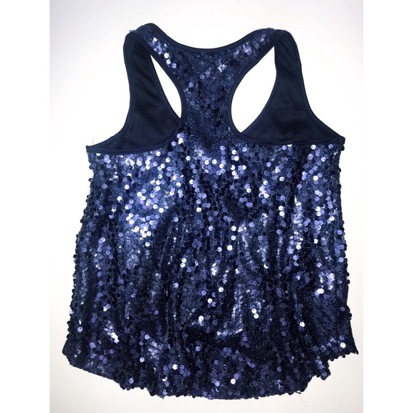 Navy sequin tank top - Picture 2 of 2